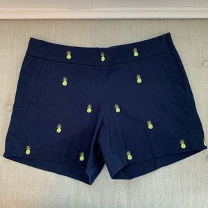 J. Crew Navy Embroidered Pineapple Chino Shorts